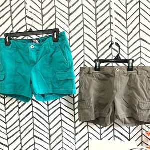The North Face Turquoise Blue and Cocoa Brown Cargo Shorts, Size 4, Sold as Set